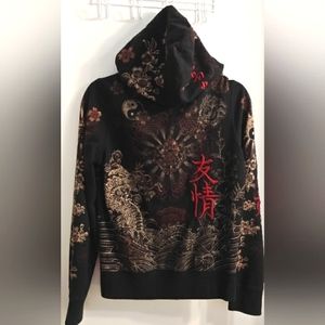 Lucky Brand embroidered and printed asian art hoodie